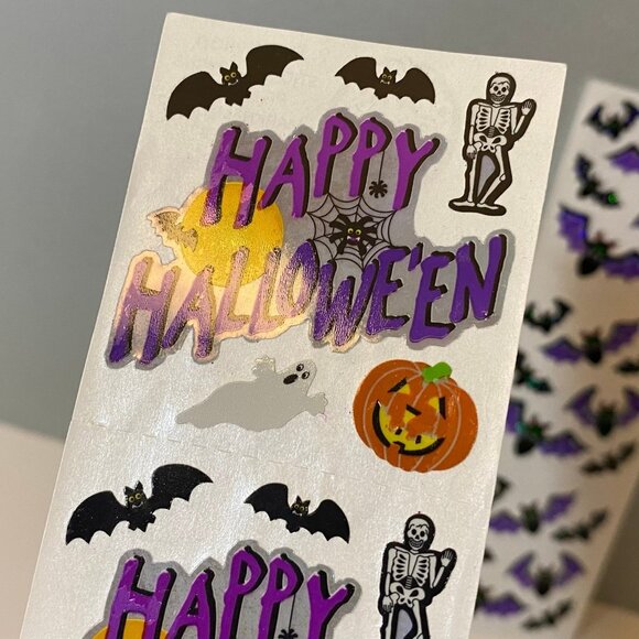 Vintage Sandylion Halloween Stickers Set Bats Ghosts Pumpkins Skeletons - Picture 5 of 7